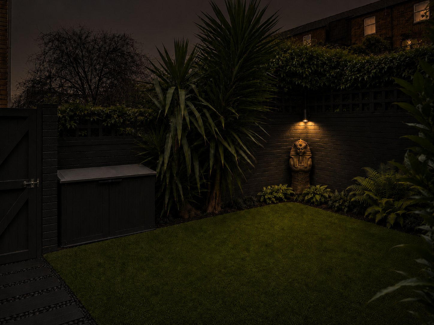 Rear corner at night