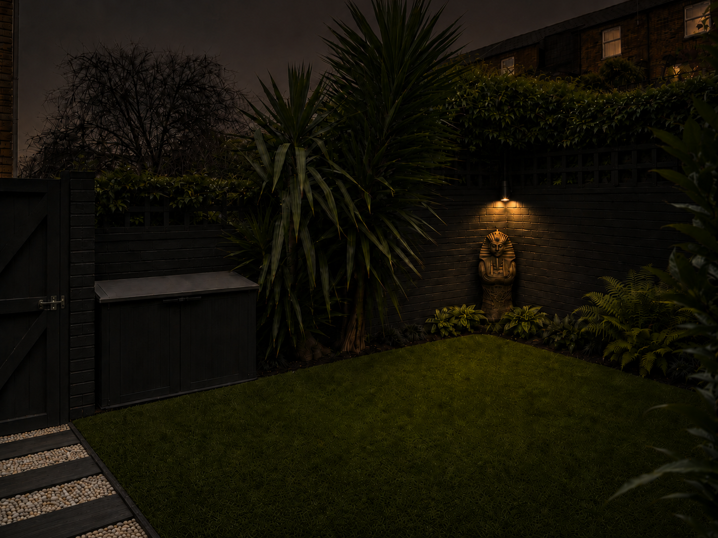 Rear corner at night
